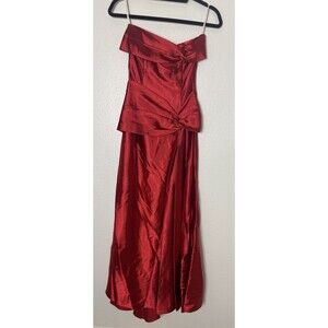 Jessica Mcclintock Strapless Red Long Evening Gown Dress Women’s Sz 6